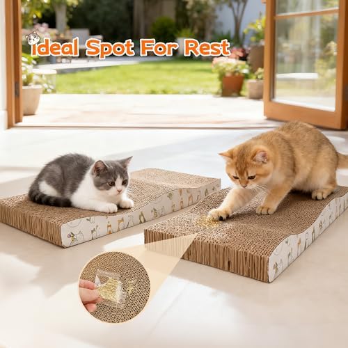 PatiencET Cat Scratch Pad 2 Pack, Waved Cardboard Cat Scratcher