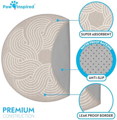 Paw Inspired Round Designer Dog Pads, Beige, 36 Inch Size, 2 Pack