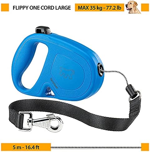 Extendable Leash for Large Dogs Flippy ONE Cord L, 5 m Retractable Cord, max 35 kg, Black