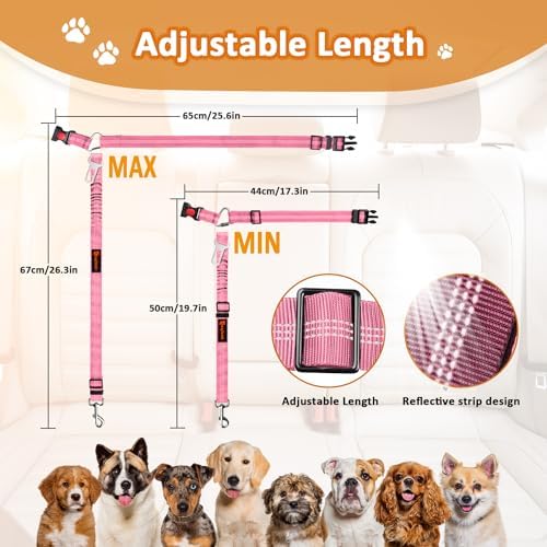Laqibak Removable Dog Seat Belt Harness for Car, 3 in 1 Pet Seatbelt Leash