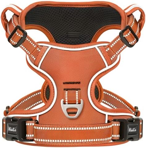 HEELE Dog Harness for Large Dogs No Pull Dog Vest Harness for Large Dog with Soft Padded Handle Reflective for Outdoor Training, Pumpkin Orange, L