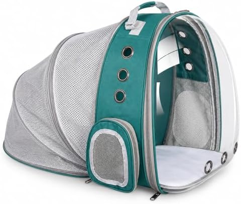 Expandable Cat Carrier Backpack with Bubble Window, Green