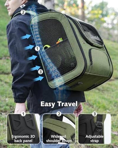 Pecute Cat Backpack Carrier,Large Space Cat Bubble Backpack,Ergonomic,Green