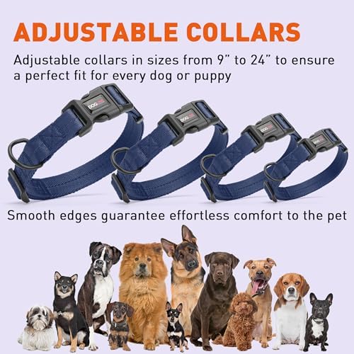 Dogline Navy Blue Customizable Personalized Nylon Collar (W: 3/8" L: 9"-13")