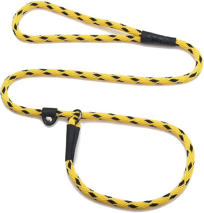 Mendota Pet Slip Leash - Dog Lead and Collar Combo - Made in The USA - Black Ice Yellow, 3/8 in x 6 ft - for Small/Medium Breeds
