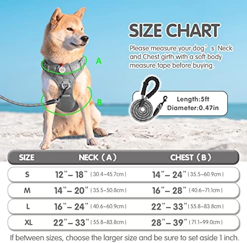 PoyPet Dog Harness and Leash Set, No Pull Vest with Front Clip and Handle