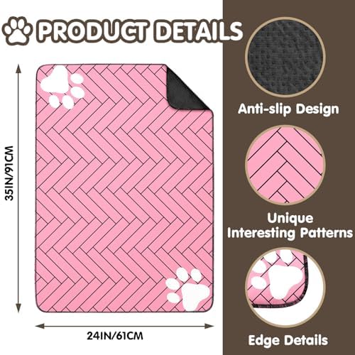 2PC Reusable Training Pads, Washable Absorbent Non-Slip Dog Mat 35x24in