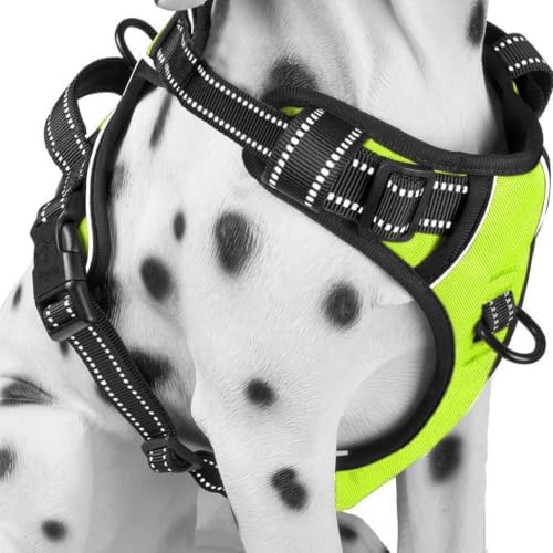 PoyPet No Pull Dog Harness Large, Reflective Vest with Front Clip & Handle