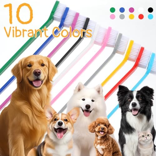 200 Pcs Dog Toothbrush Dual Headed Dental Brushes Bulk Dog Tooth Brushing Kit Long Handle Soft Bristles Pet Tooth Brush for Large and Small Dogs, Cats, Puppy Teeth Cleaning Dental Oral Care