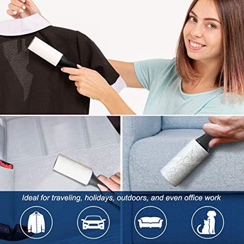 ARVO Lint Roller, Lint Remover, 3 pack/135 Sheets -45 Sheets per Roll, 1 Handle with 3 Rolls, Removes Dust, Dirt, Dandruff, Pet Hair from Clothes, Furniture and Carpet, Easy to Tear.