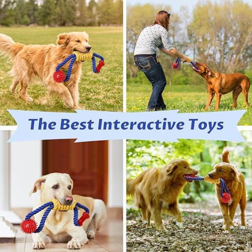 Aitmexcn Dog Rope Toy, Interactive Tug of War Toy for Medium and Large Dogs