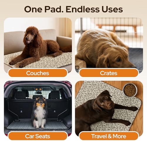 [2 Pack] Washable Dog Pee Pads - 4 Foot x 4 Foot – Non-Slip Waterproof Reusable Puppy Training Mats for Crates & Playpens