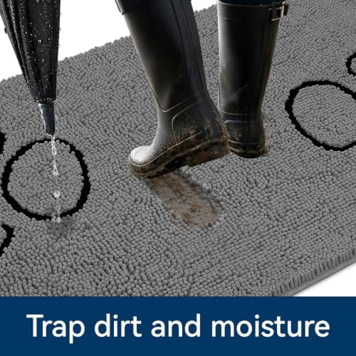 Bcoimo Quick Dry Chenille Doormat – Super Absorbent Non-Slip Entryway Rug