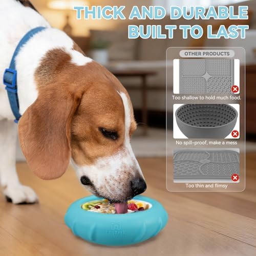 Dog Lick Bowl, Bestalk Wobbly Freeze Bowl Enrichment Feeder for Dogs, Anxiety Relief Lick Mat Puzzle Toy for Distraction, BPA Free Silicone, Dishwasher Safe(Teal,S)