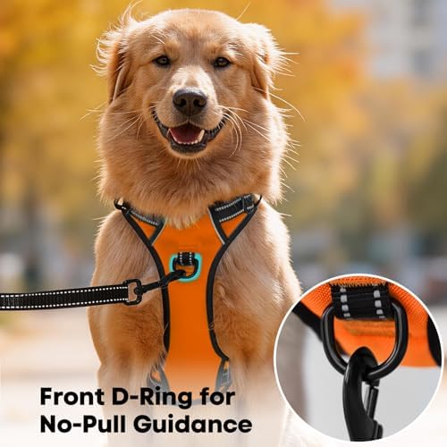 PoyPet No Pull Dog Harness Medium, Reflective Vest with Front Clip & Handle