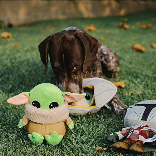 Buckle-Down Dog Toy, Mandalorian, Plush Squeaker Star Wars The Child Sitting Pose, Baby yoda, 8" x 8" (DTPT-SWBIF) for All Breed Sizes