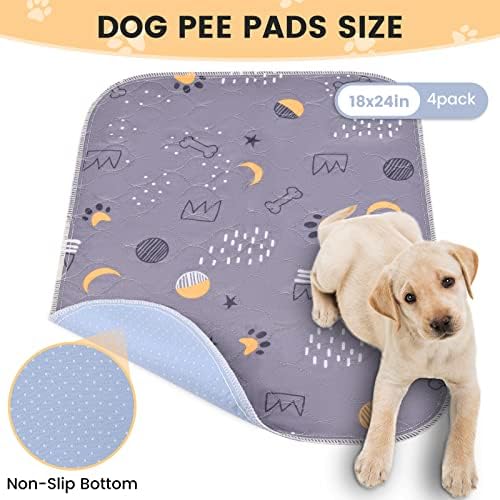 UPSKY Washable Pee Pads for Dogs 4 Pack 18" x 24", Waterproof, Non-Slip