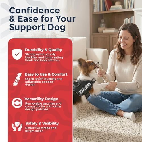 Industrial Puppy Emotional Support Vest Harness, XXS 13.5-17 in, Black