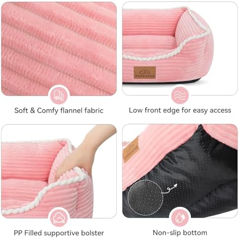 Zerbuger 20in Pink Rectangle Cat Dog Bed Machine Washable Sleeping Sofa