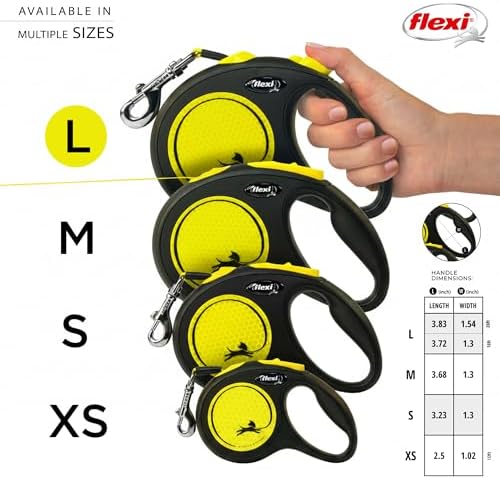 FLEXI® Neon Tape Retractable Dog Leash, Large, 16 ft - Neon Yellow/Black