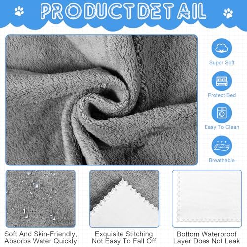 Thyle 12 Pcs Washable Pee Pads for Dogs Reusable Waterproof Training Puppy Pads Bulk Absorbent Pet Whelping Small Dog Mats for Crate Bed Sofa(34 x 28 Inch)
