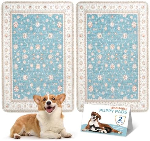 32"x48" 2 Pack Washable Pee Pads for Dogs, Rabbits & Hamsters - Reusable Puppy Pads Super Absorbent Waterproof Non-Slip Potty Pads for Crate, Couch, Car, Whelping & Playpen Liners