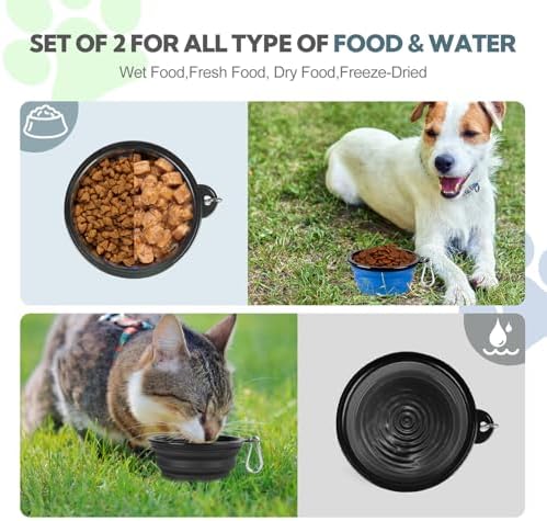 Collapsible Dog Bowl for Travel,2-Pack 12oz Pet Portable Water Food Bowls