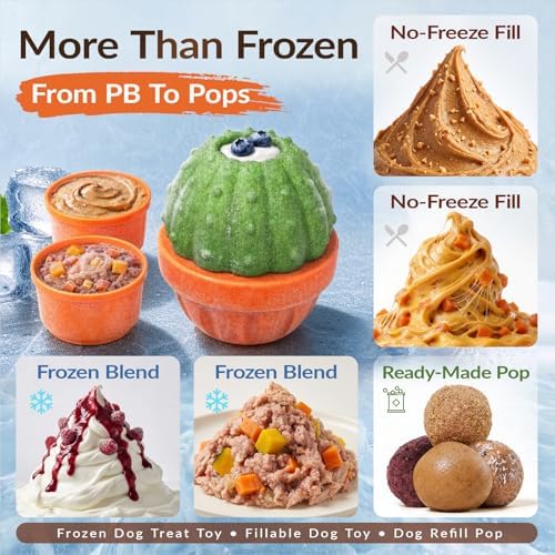 KADTC L, 3 in 1, Frozen Treat Dog Toy, Kibble Dispenser & Chew & Lick Ball