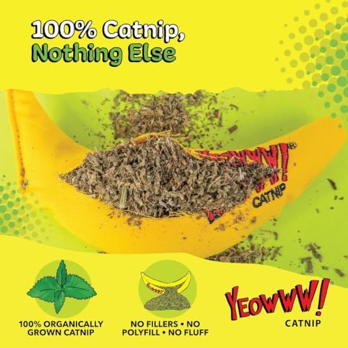 Yeowww! 100% Organic Catnip Toy, Yellow Banana 3 Pack