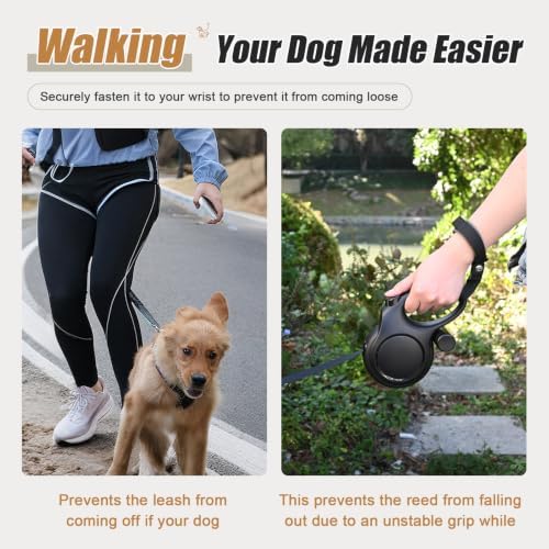 Retractable Dog Leash 26ft for Medium Large Dogs, Black