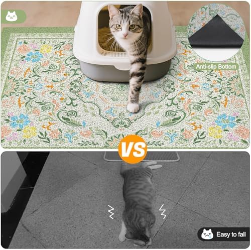 Glittme Cat Litter Mat, 24"x15" Non-Slip Washable Trapping Mat for Cats