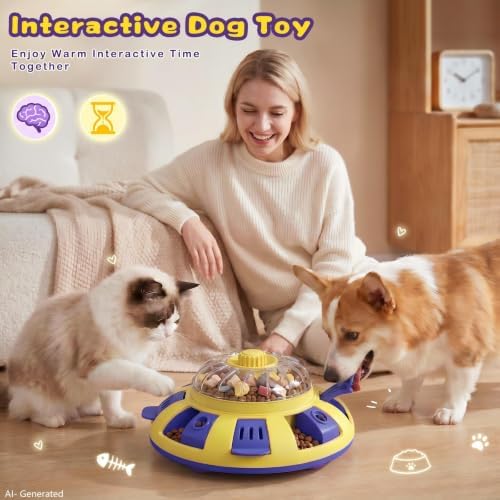 Dog Puzzle Toy, Interactive Enrichment Treat Dispenser Toys, Yellow