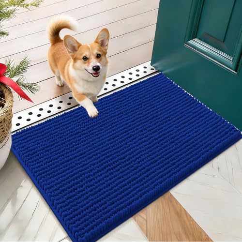 OLANLY Dog Door Mat for Muddy Paws 24x16, Extra Absorbent Chenille Mud Mat