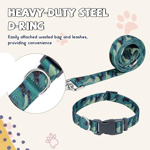 Print Patterned Dog Collar Leash Set for Medium Dogs