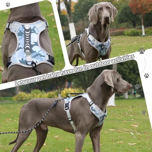 Dog Harness No Pull Adjustable Reflective,for Medium and Large Small Dog with Leash 59.06in (Camouflage, XS)