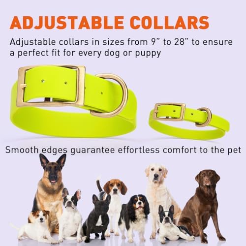 Viper Biothane Heavy Duty Waterproof Dog Collar Strong Coated Nylon Webbing w/Solid Brass Hardware Odor-Proof Easy to Clean High Performance Fits Small Medium or Large Dogs, Safety Yellow