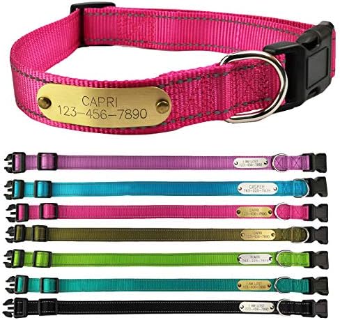 SINYUDUN Personalized Reflective Dog Collars with Customized ID Tags