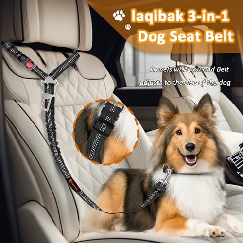 Laqibak Removable Dog Seat Belt Harness for Car, 3 in 1 Pet Seatbelt Leash