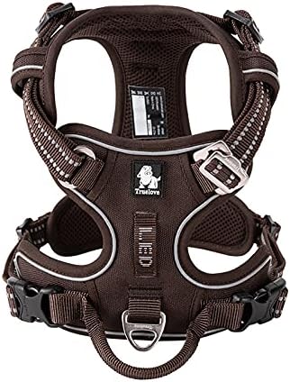 WINHYEPET True Love No Pull Dog Harness Extra Reflective Pet Harness for Small Medium Large Dogs Adjustbale for Running Walking Padded Soft Mesh Vest Easy Control TLH56512(Brown,S)