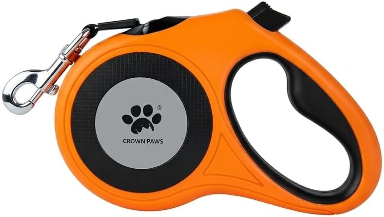 16 ft Retractable Dog Leash for Extra Large Dogs up to 130 lbs,Tangle-Free Nylon Tape,Orange Dan24 XL