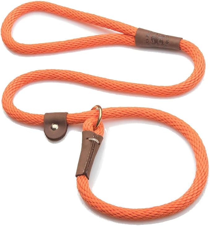 Mendota Pet Slip Leash - Dog Lead and Collar Combo - Made in The USA - Orange, 1/2 in x 6 ft - for Large Breeds
