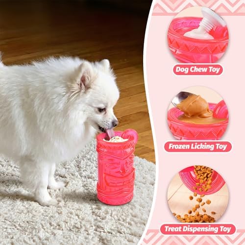 Dog Slow Feeder, Dual Chambers Stuffable Dog Toys, Frozen Treat Enrichment Toy, Treat Dispensing Puzzle Toy for Boredom & Anxiety Relief, Small Medium Large Dogs