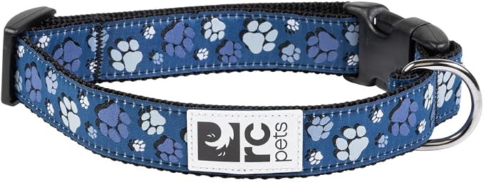 RC Pets Clip Collar | Reflective Label for Visibility Adjustable Comfortable & Secure Fit | Fresh Tracks Blue, Medium, 1-Inch