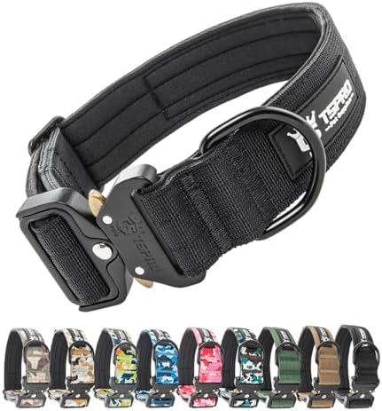 TSPRO Tactical Dog Collar, Heavy Duty Quick Release Metal Buckle and Patch