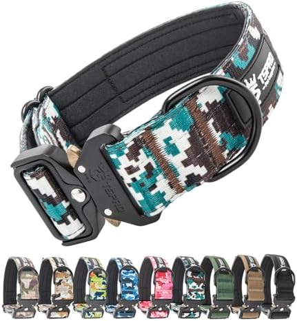 TSPRO Tactical Dog Collar, Heavy Duty Quick Release Metal Buckle and Patch