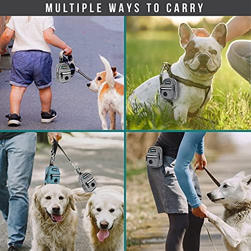 PetAmi Dog Poop Bag Holder for Leash, Pet Waste Bag Dispenser, Stripe Black