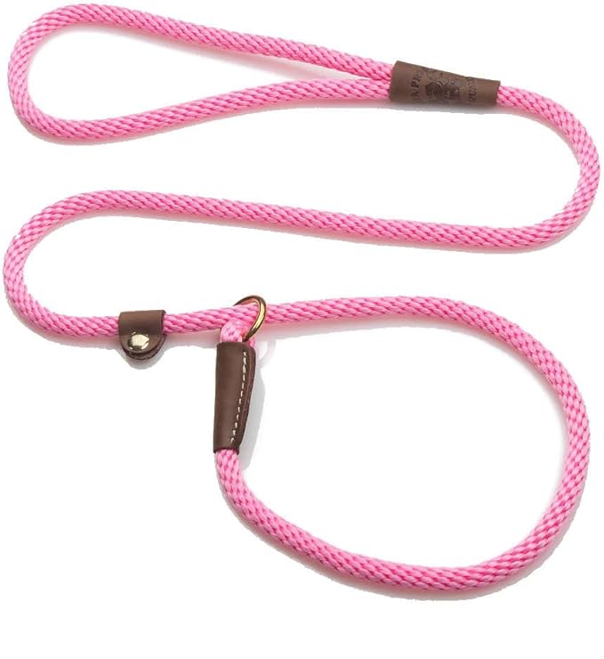 Mendota Pet Slip Leash - Dog Lead and Collar Combo - Made in The USA - Hot Pink, 3/8 in x 6 ft - for Small/Medium Breeds