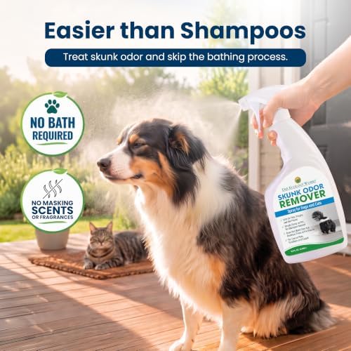 Skunk odor remover for dogs & pets| Spray on your Pet, Clothing, Furniture, Carpet| No Masking of Odor, Works on contact| Made in USA- 32 Ounces
