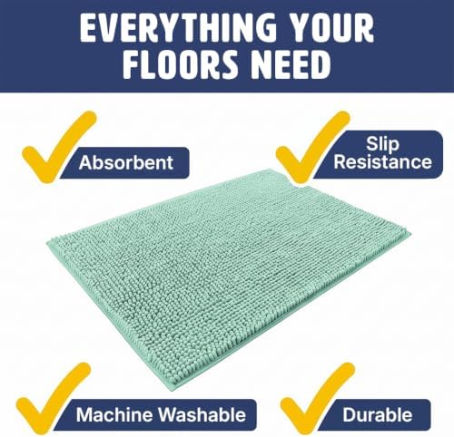 Muddy Mat® | Large Cat Litter Mat 36"x60", Litter Trapping Mat, Super Absorbent Scatter Control, Soft on Paws, Slip Resistant Washable Litter Mat, Traps Litter, Protects Floors, Seafoam Green