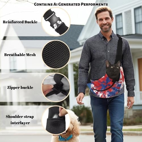 COEQINE Personalized Pet Carrier Sling for Cat Dogs Crossbody Purse Breathable Mesh Bag Pouch Outdoor Walking Hands-Free Adjustable Strap Padded Shoulder Comfort Puppy Hiliday Satchel